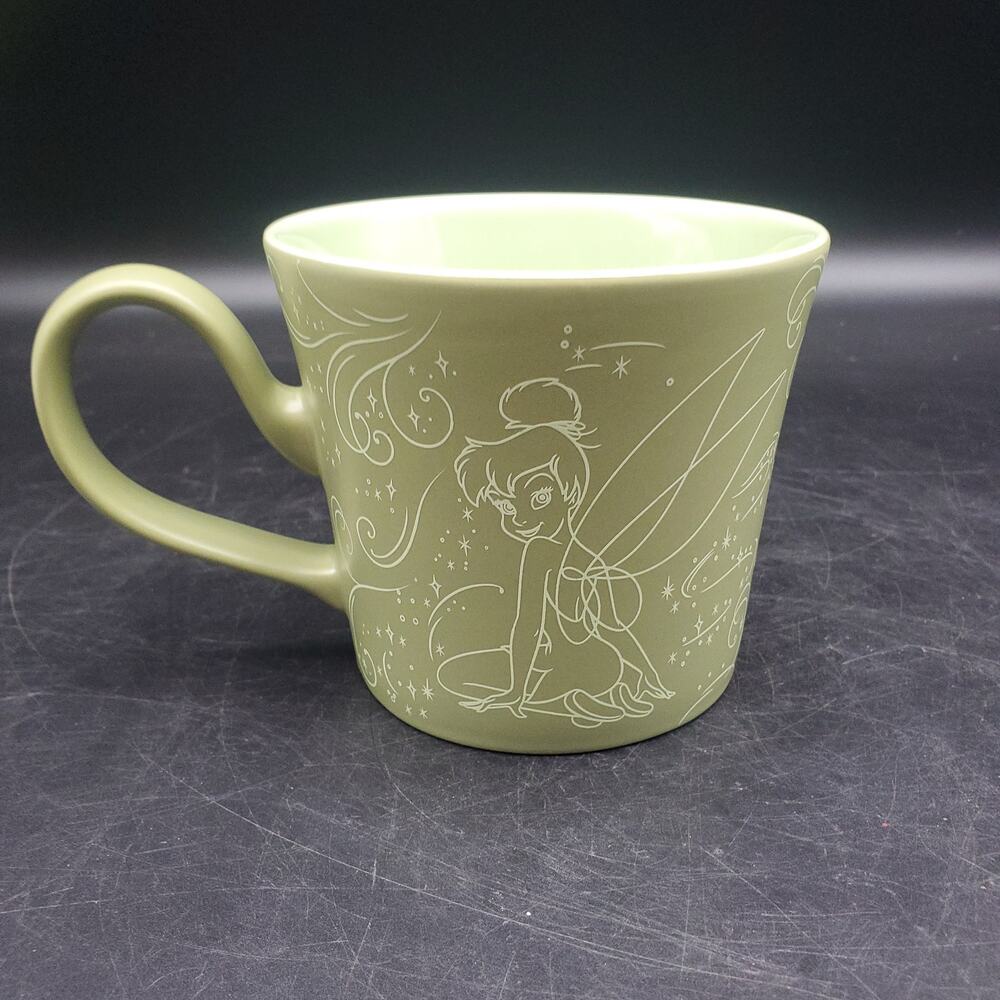 Disney Fairies Tinker Bell Green Ceramic Coffee Mug Disney Store Fairy Cup
